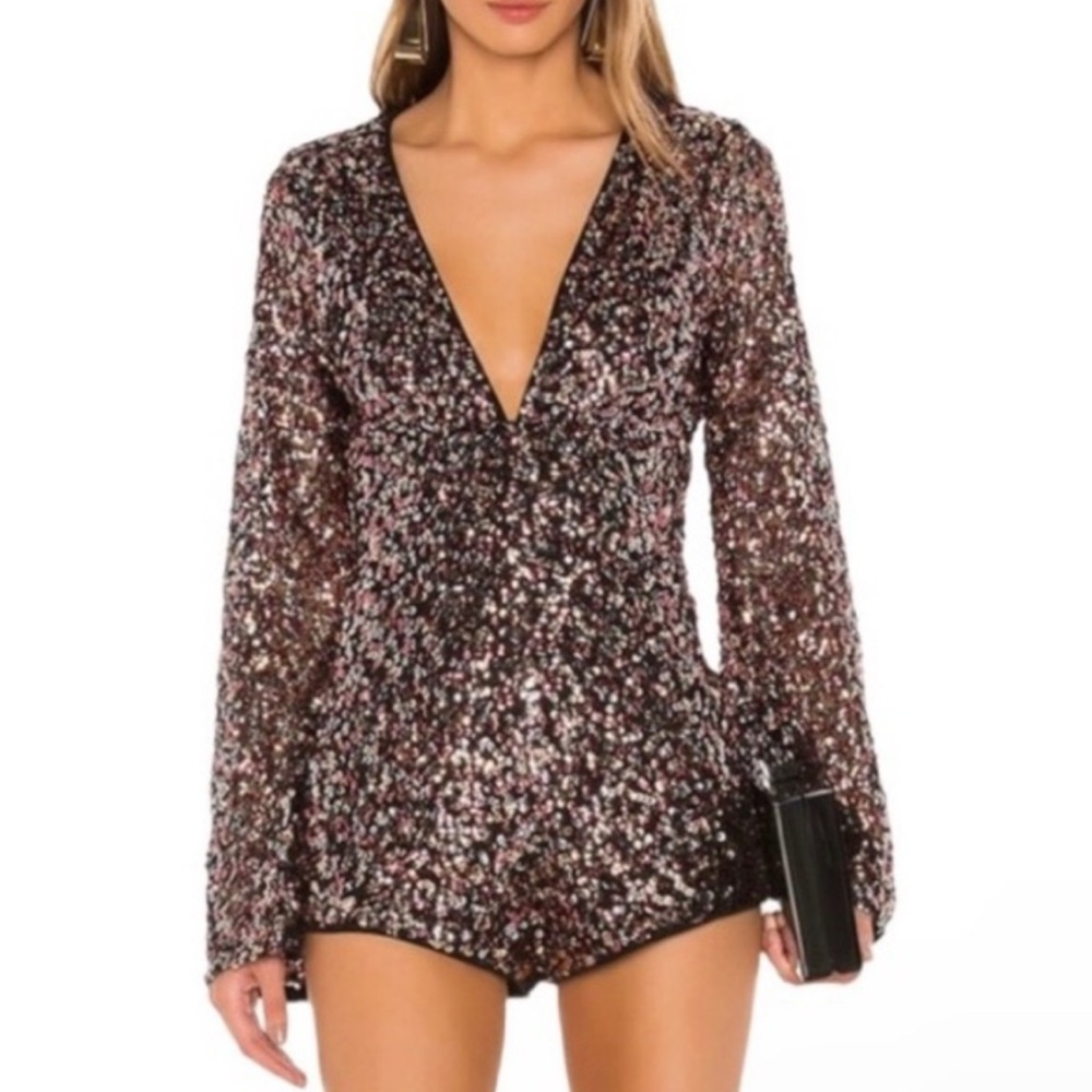 NWT CAMILA COEHLO Multicolored Sequin Romper, Size XS